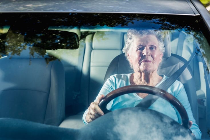 elder woman driving - driving safety for seniors